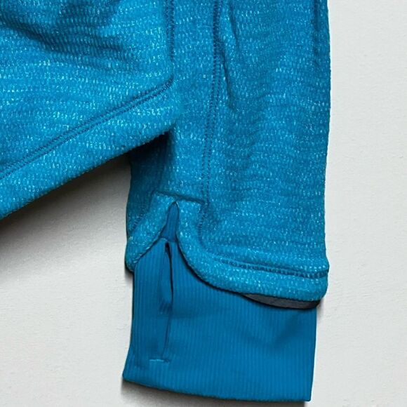 Lululemon base runner Mini Check Pique Surge Heathered Turquoise Pullover Sz 6 - Picture 14 of 16